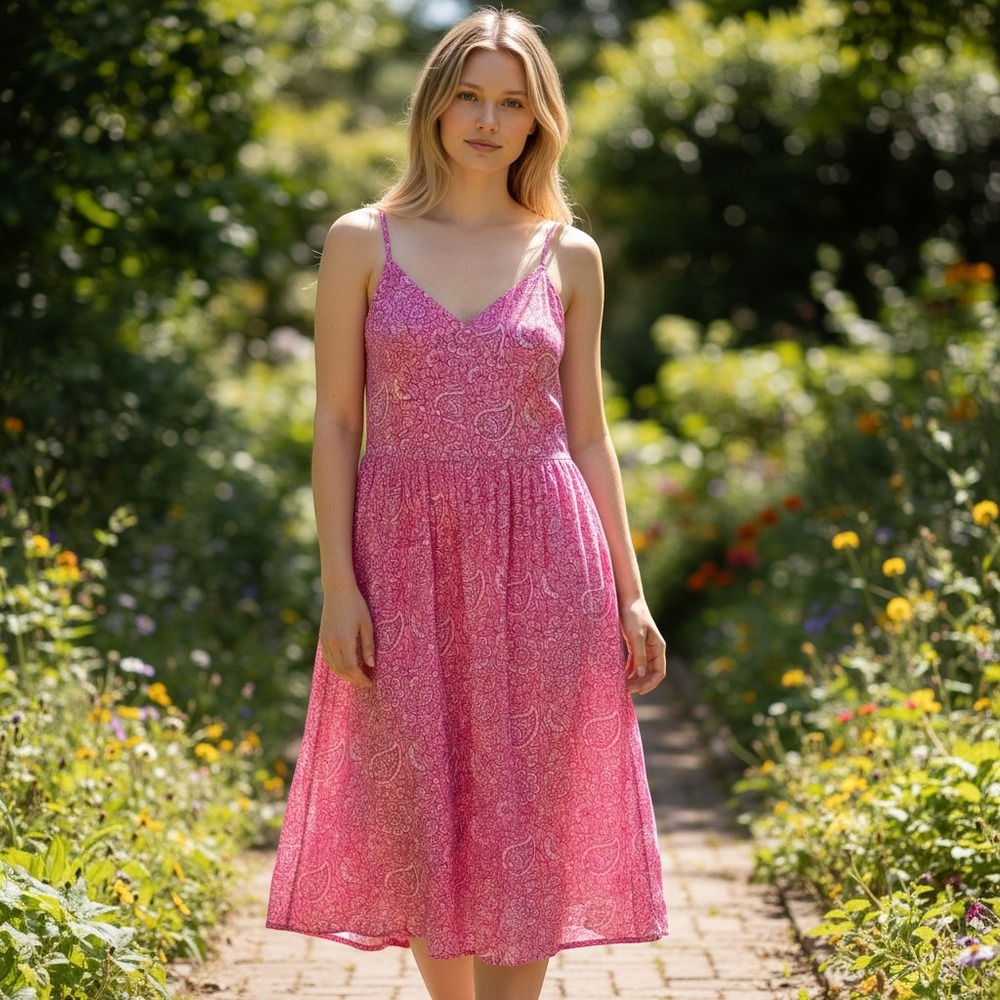 Roller Rabbit x Target Pink Paisley Spaghetti-Strap Maxi Dress size medium NWOT.